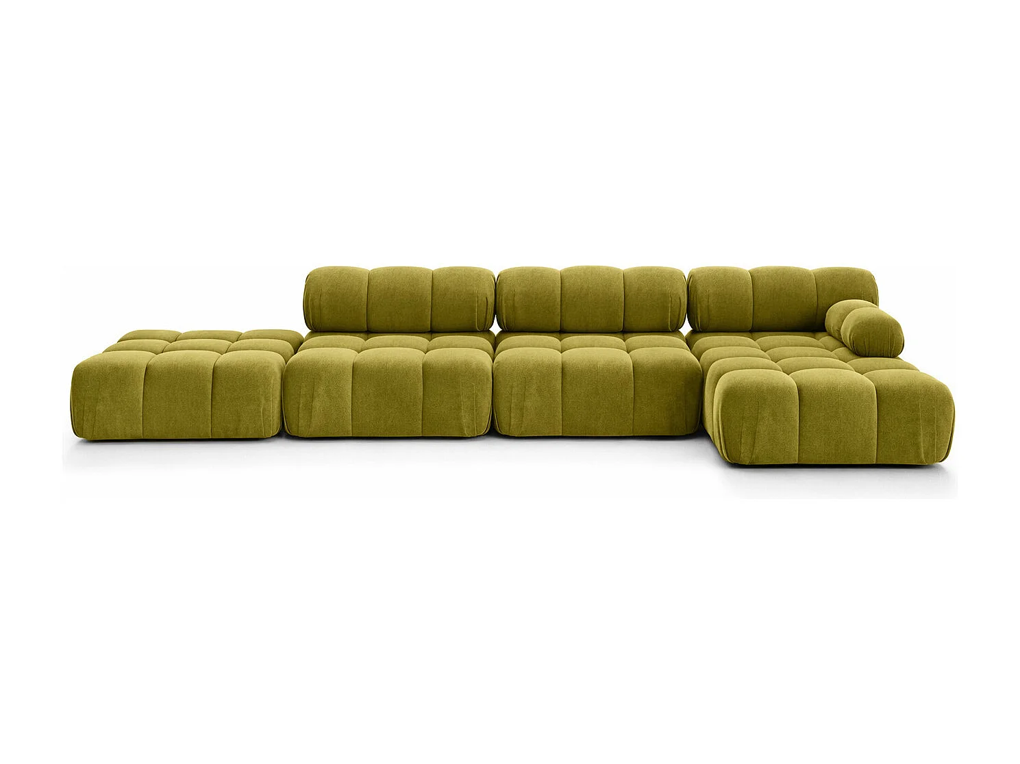 Hoekbank L-vorm XL, stof velours Salvador, Olijf, Rechts, Selia L XL