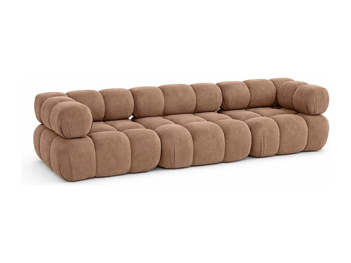 Bank, 3-zits modulair, veloursstof Salvador, donkerbeige, Selia