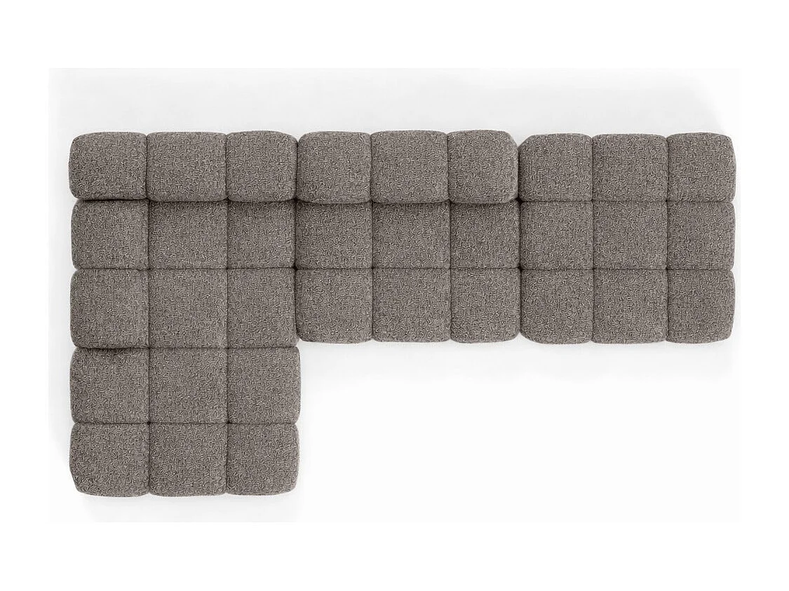 Ecksofa modular mit Hocker, Sofa L-Form, Bouclé-Stoff Abriamo, Braun, Links, Selia