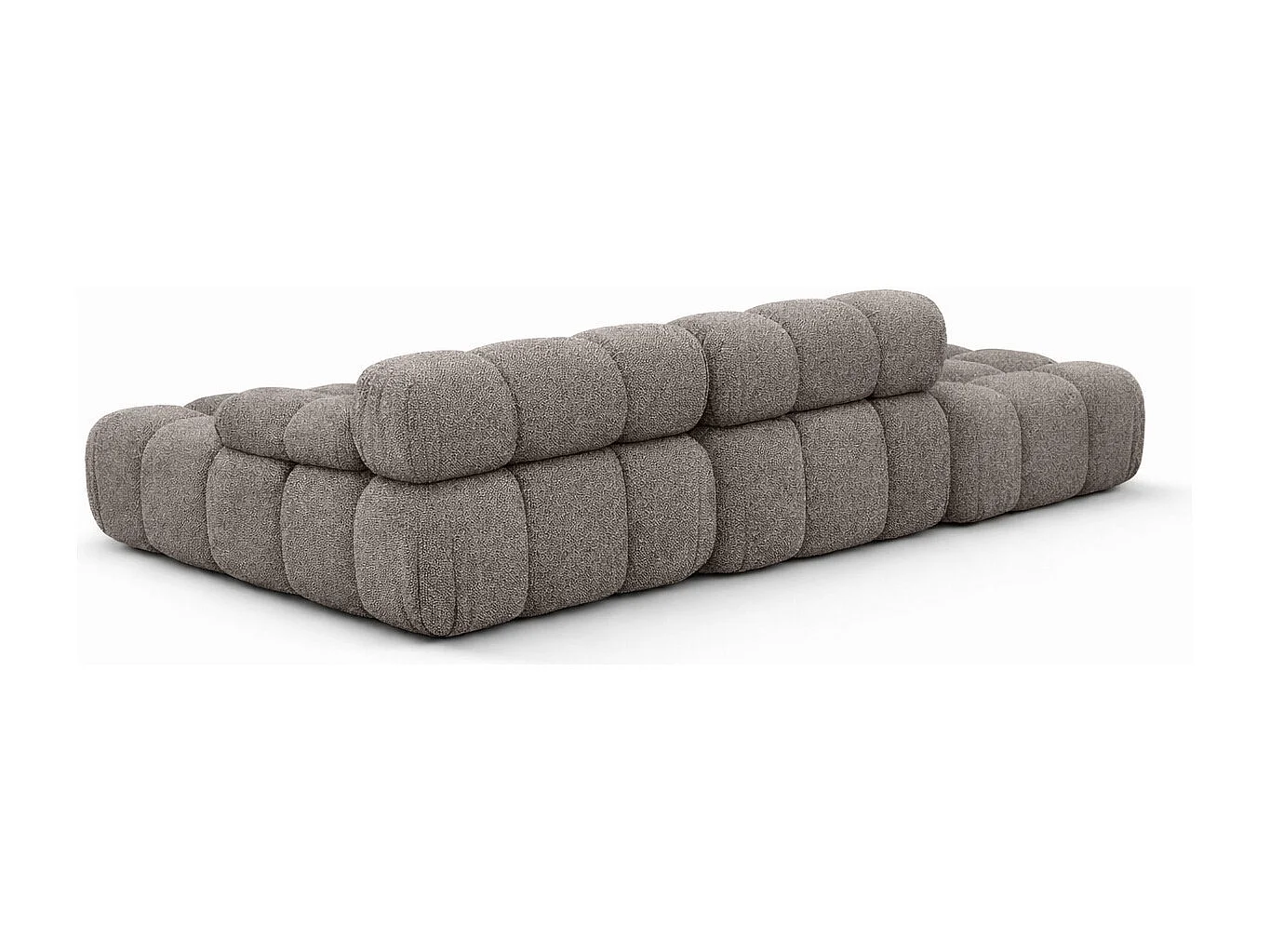 Ecksofa modular mit Hocker, Sofa L-Form, Bouclé-Stoff Abriamo, Braun, Links, Selia