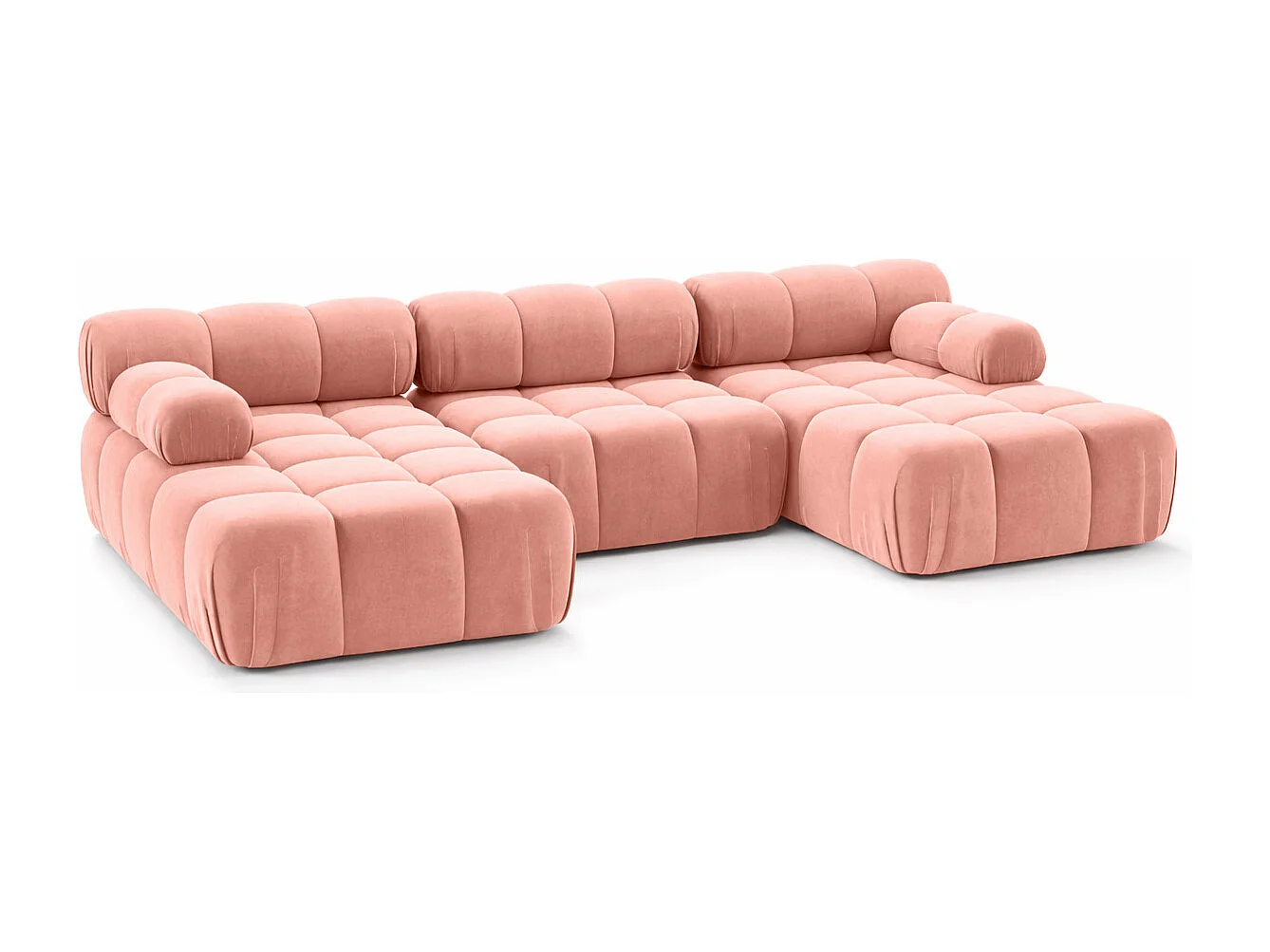 Divano angolare a U, tessuto velluto Salvador, Rosa, Selia U