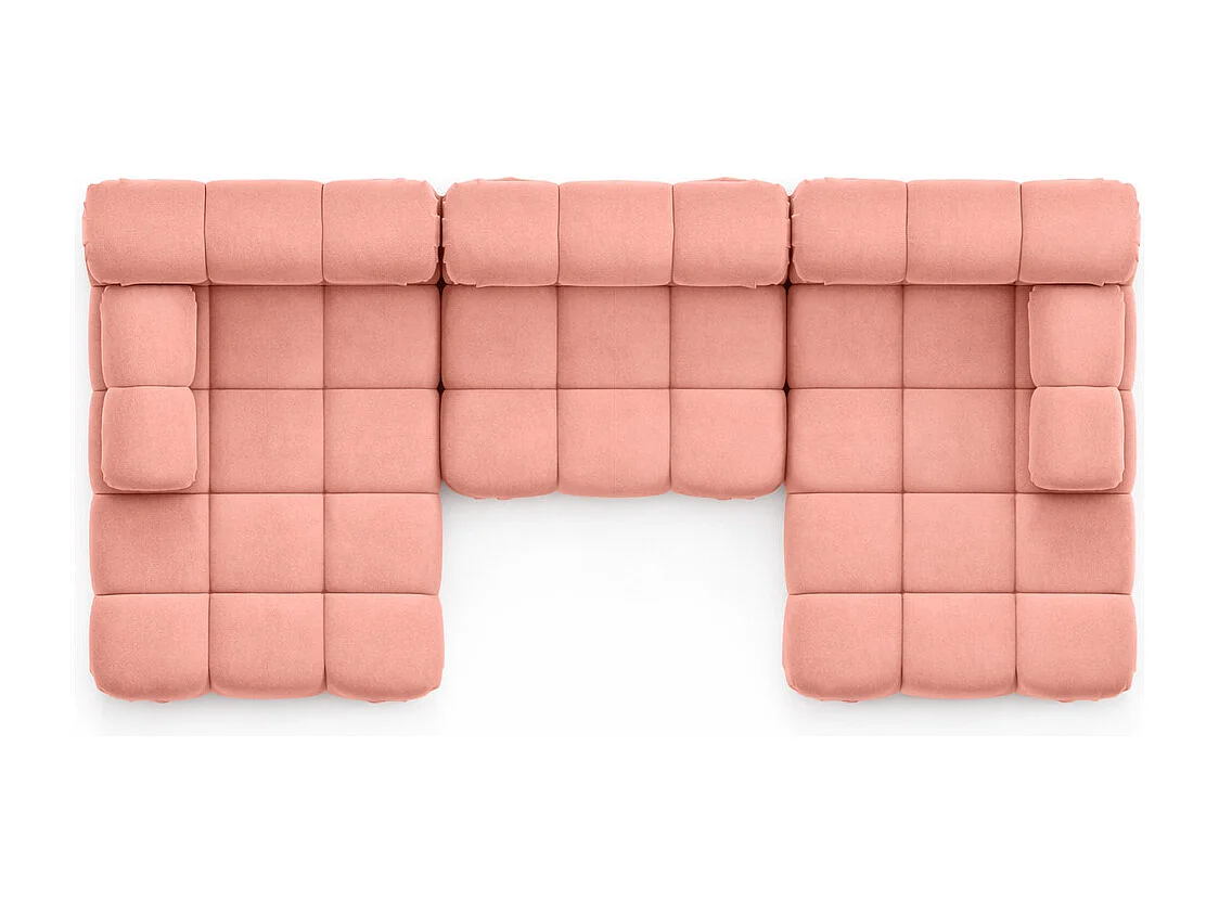 Divano angolare a U, tessuto velluto Salvador, Rosa, Selia U