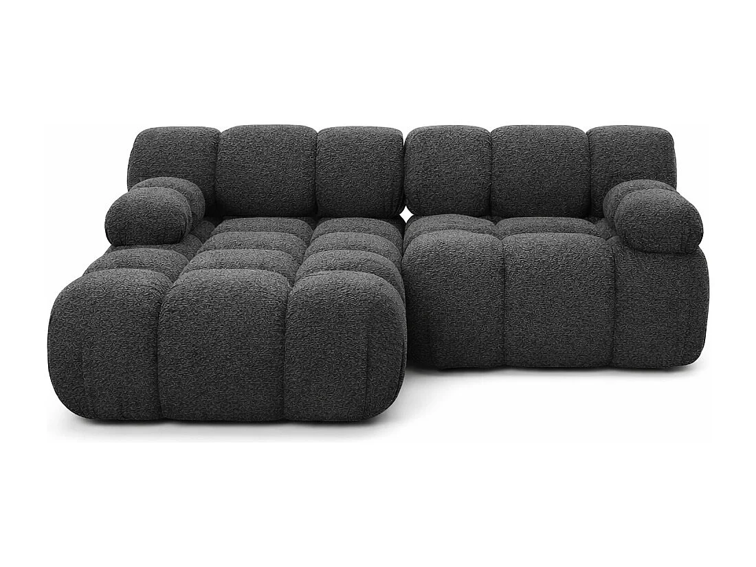 Divano angolare modulare a L Mini, tessuto bouclé Abriamo, Grafite, Sinistro, Selia