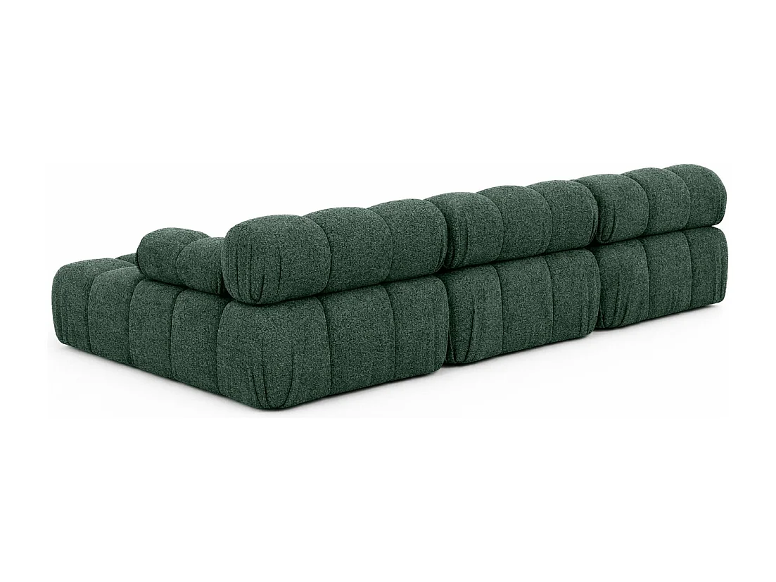 Ecksofa U-Form, Stoff Bouclé Abriamo, Dunkelgrün, Selia U