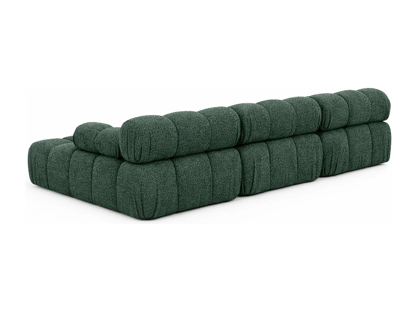 Ecksofa U-Form, Stoff Bouclé Abriamo, Dunkelgrün, Selia U