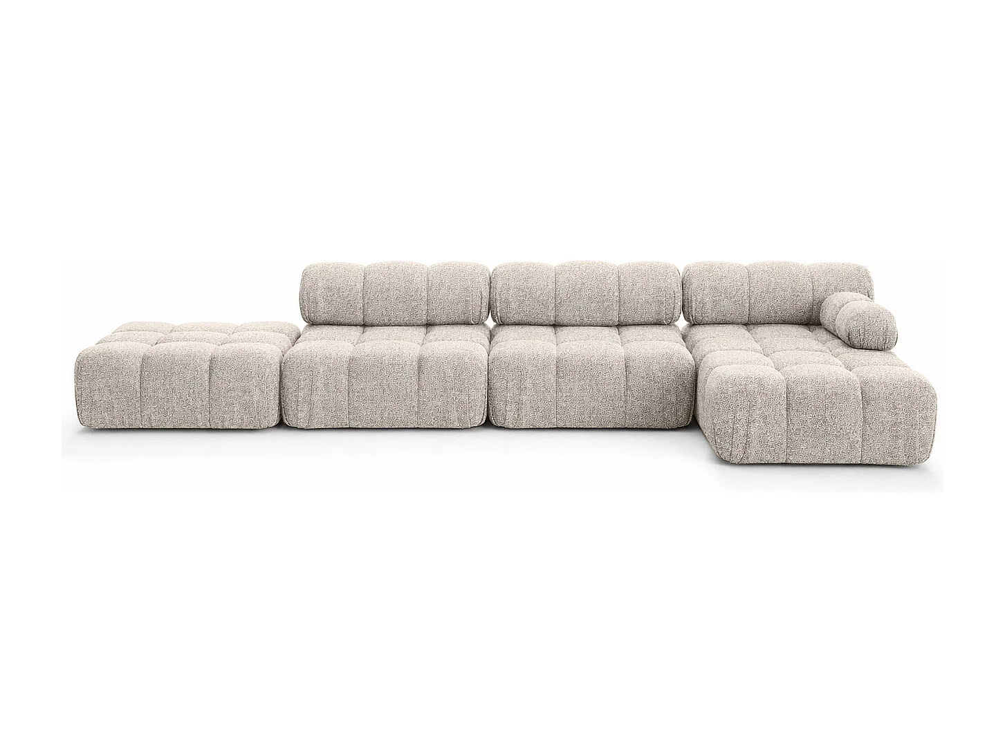 Narożnik modułowy w kształcie L, tkanina bukla Abriamo, Beżowy, Prawy, Selia L XL