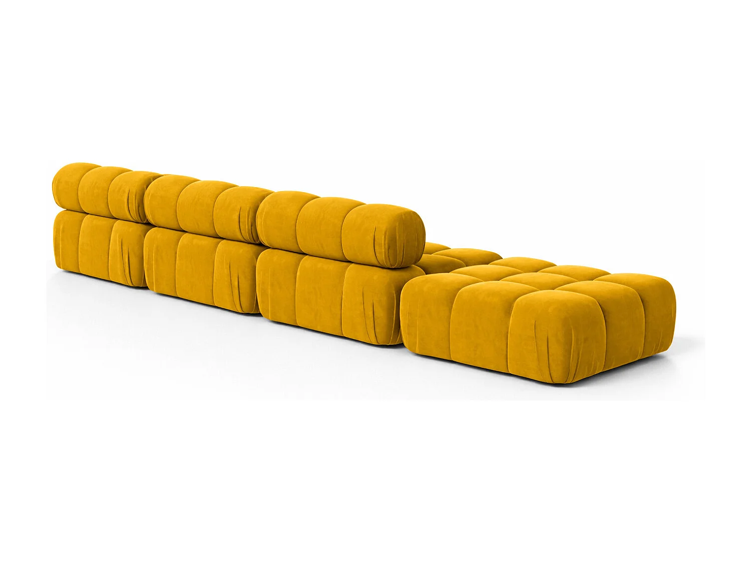 Hoekbank L-vorm XL, stof velours Salvador, Geel, Rechts, Selia L XL