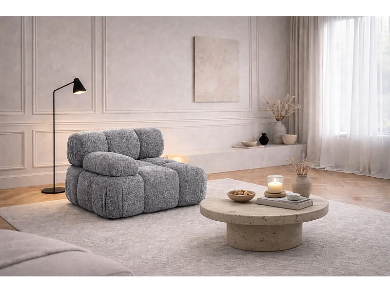 Modul seitlich für ein modulares System, Stoff Abriamo, Dunkelgrau, Links, Selia