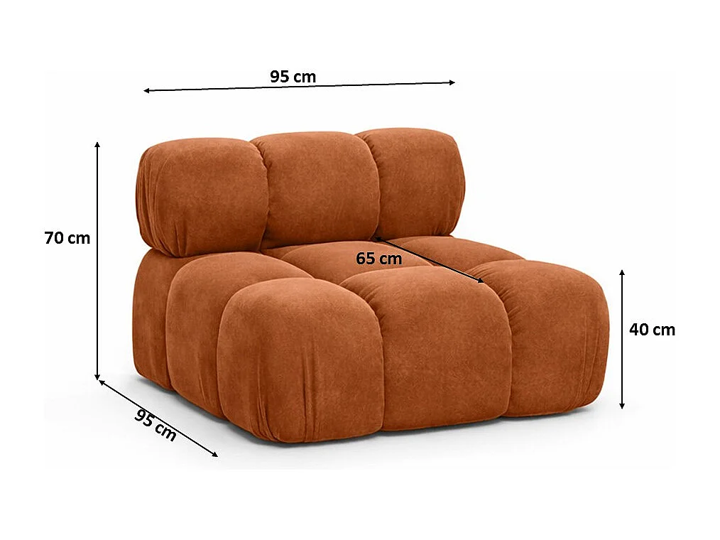 Modulo centrale autoportante moderno per sistema modulare, tessuto Salvador, Marrone, Selia