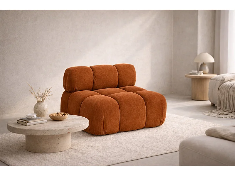 Modul mittig freistehend modern für ein modulares System, Stoff Salvador, Braun, Selia