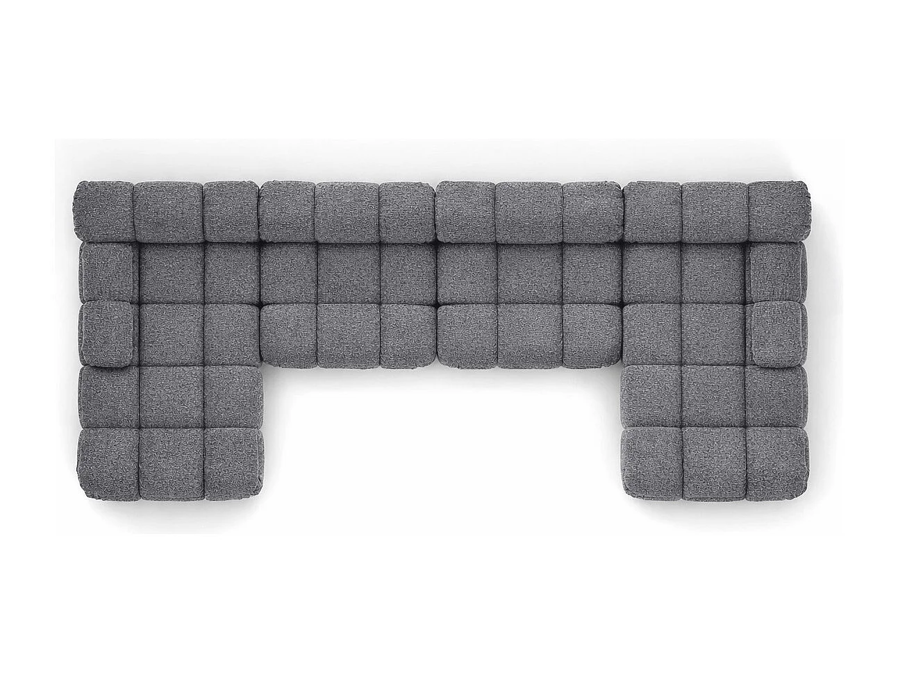 Narożnik modułowy w kształcie U XL, tkanina bukla Abriamo, Ciemnoszary, Selia U XL