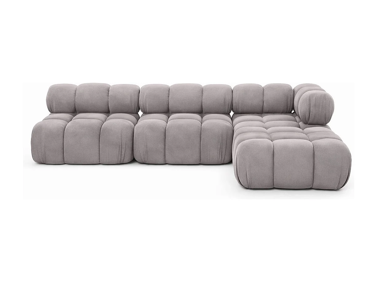Ecksofa Modulare L-Form, Veloursstoff Salvador, Grau, Rechts, Selia