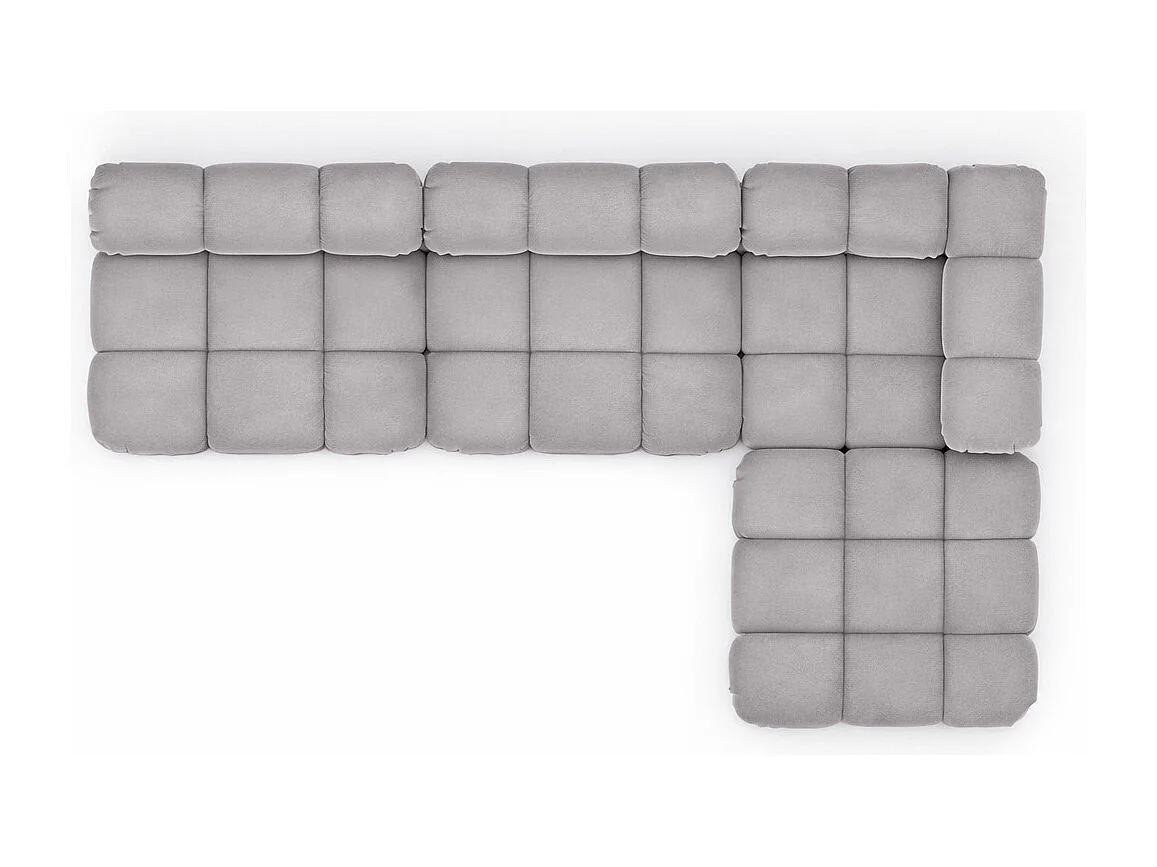 Ecksofa Modulare L-Form, Veloursstoff Salvador, Grau, Rechts, Selia