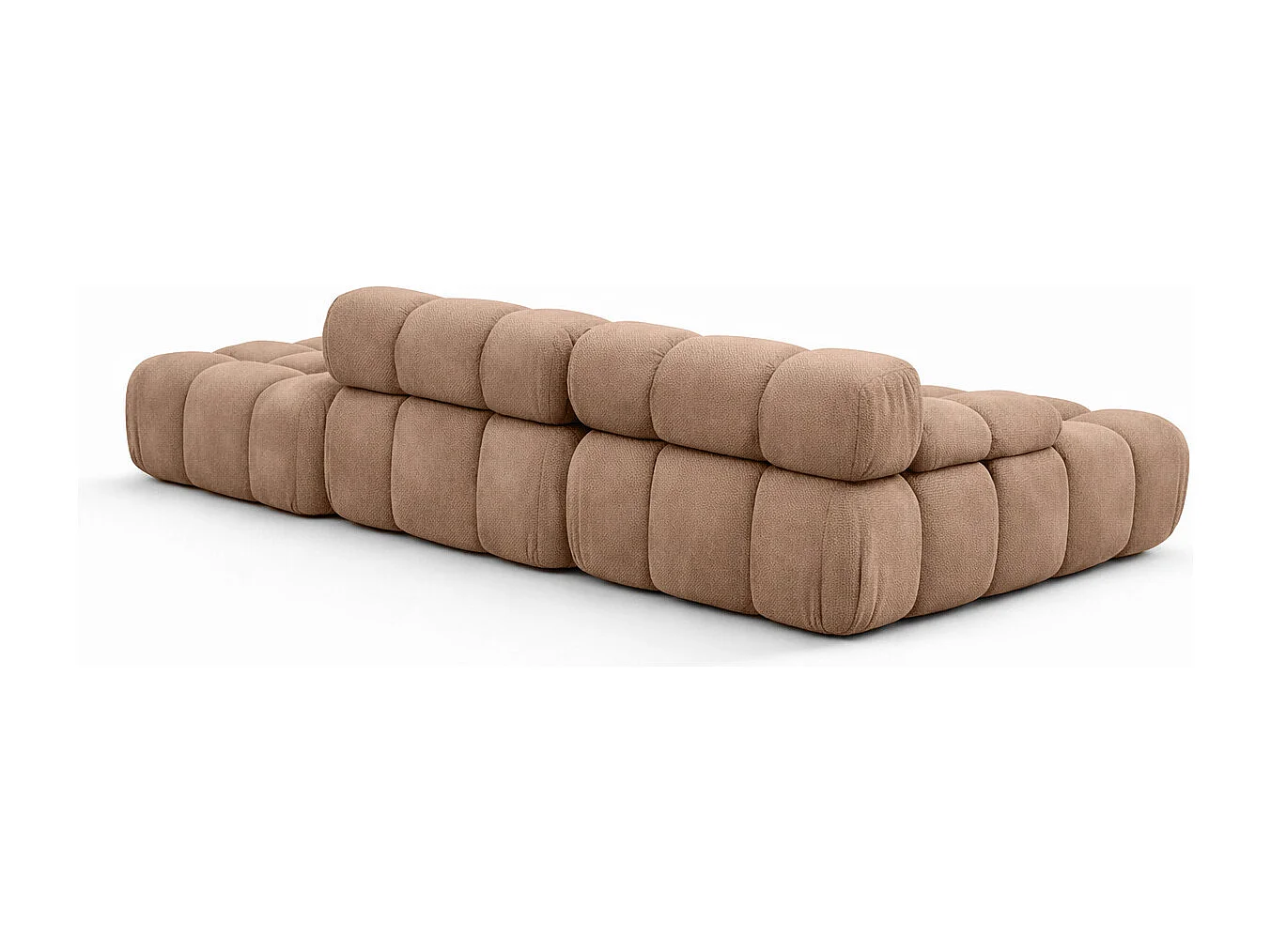 Narożnik modułowy w kształcie L z pufą, tkanina welurowa Salvador, Ciemnobeżowy, Prawy, Selia