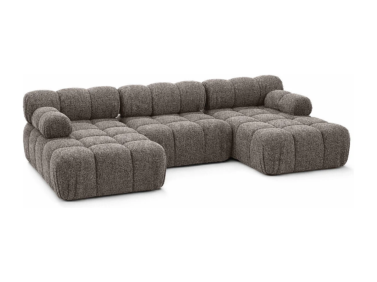 Ecksofa U-Form, Stoff Bouclé Abriamo, Braun, Selia U