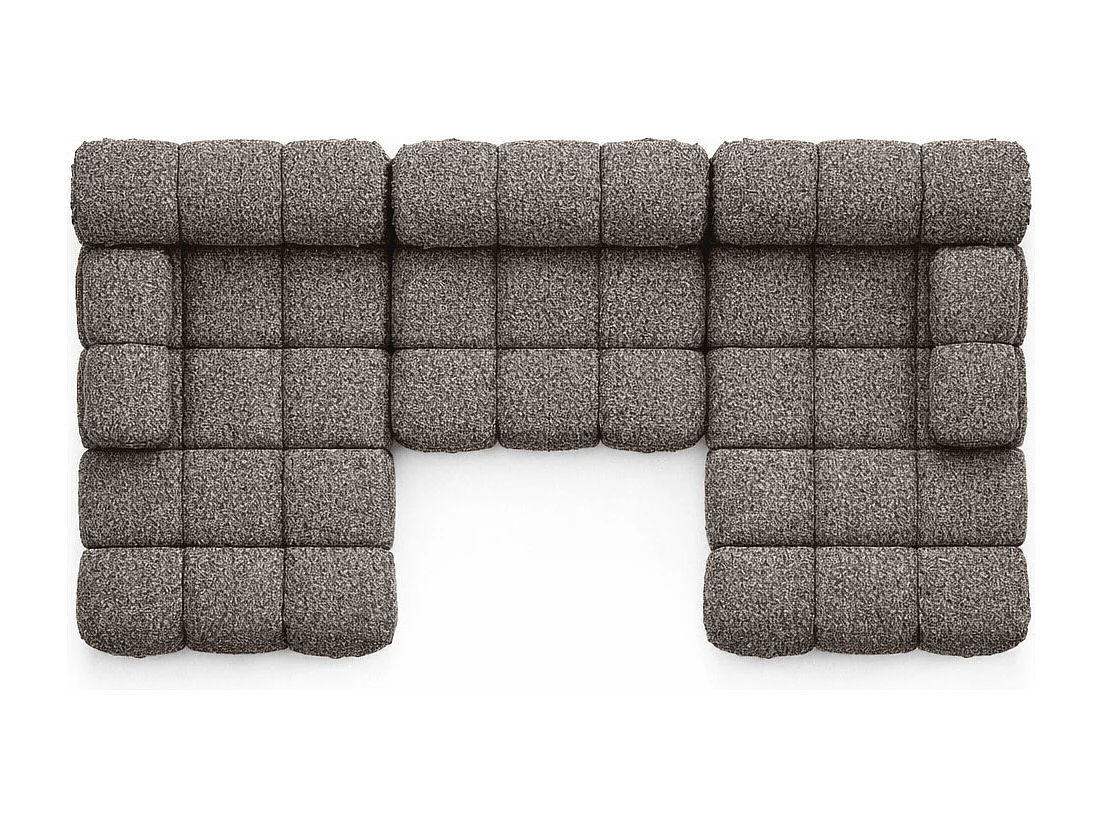 Ecksofa U-Form, Stoff Bouclé Abriamo, Braun, Selia U