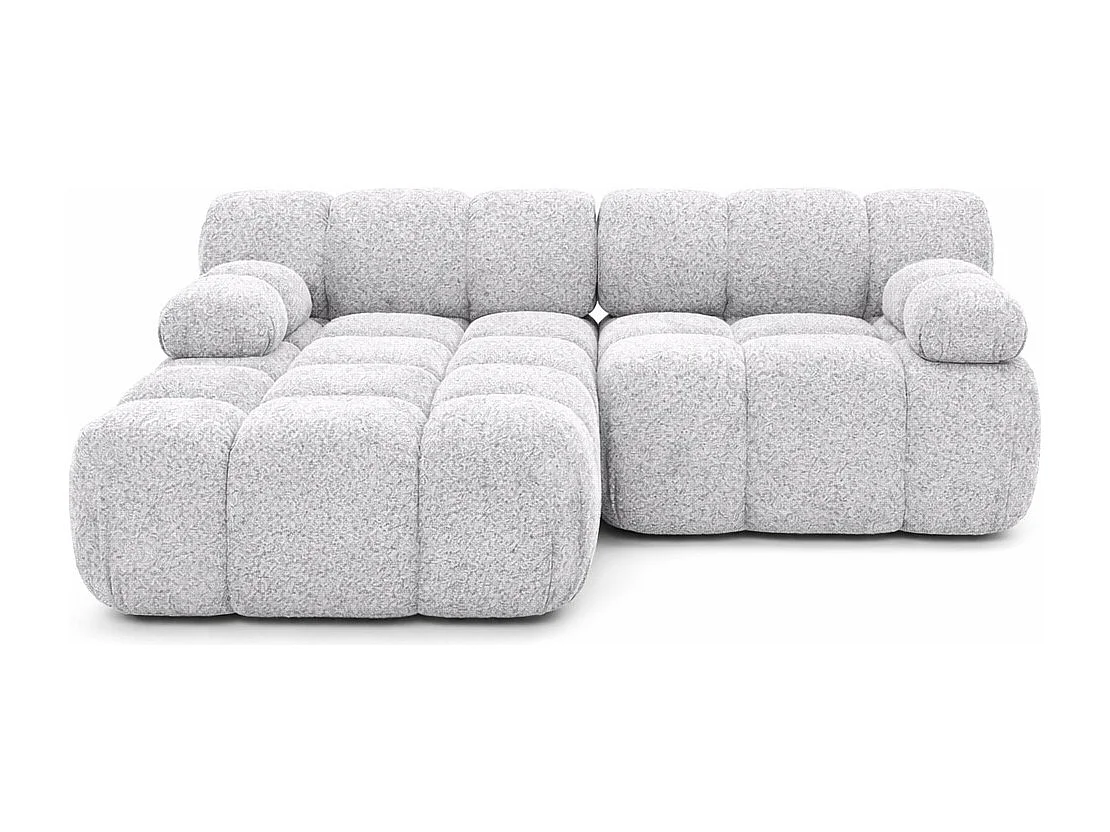 Ecksofa L-form Mini modular, Bouclé-Stoff Abriamo, Hellgrau, Links, Selia