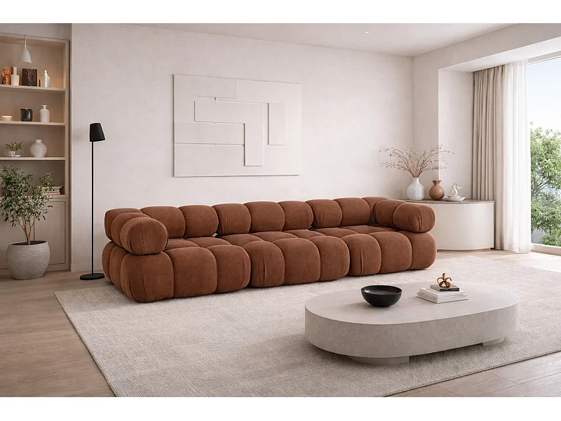 Couch, 3-Sitzer Sofa modular, Veloursstoff Salvador, Dunkelbraun, Selia