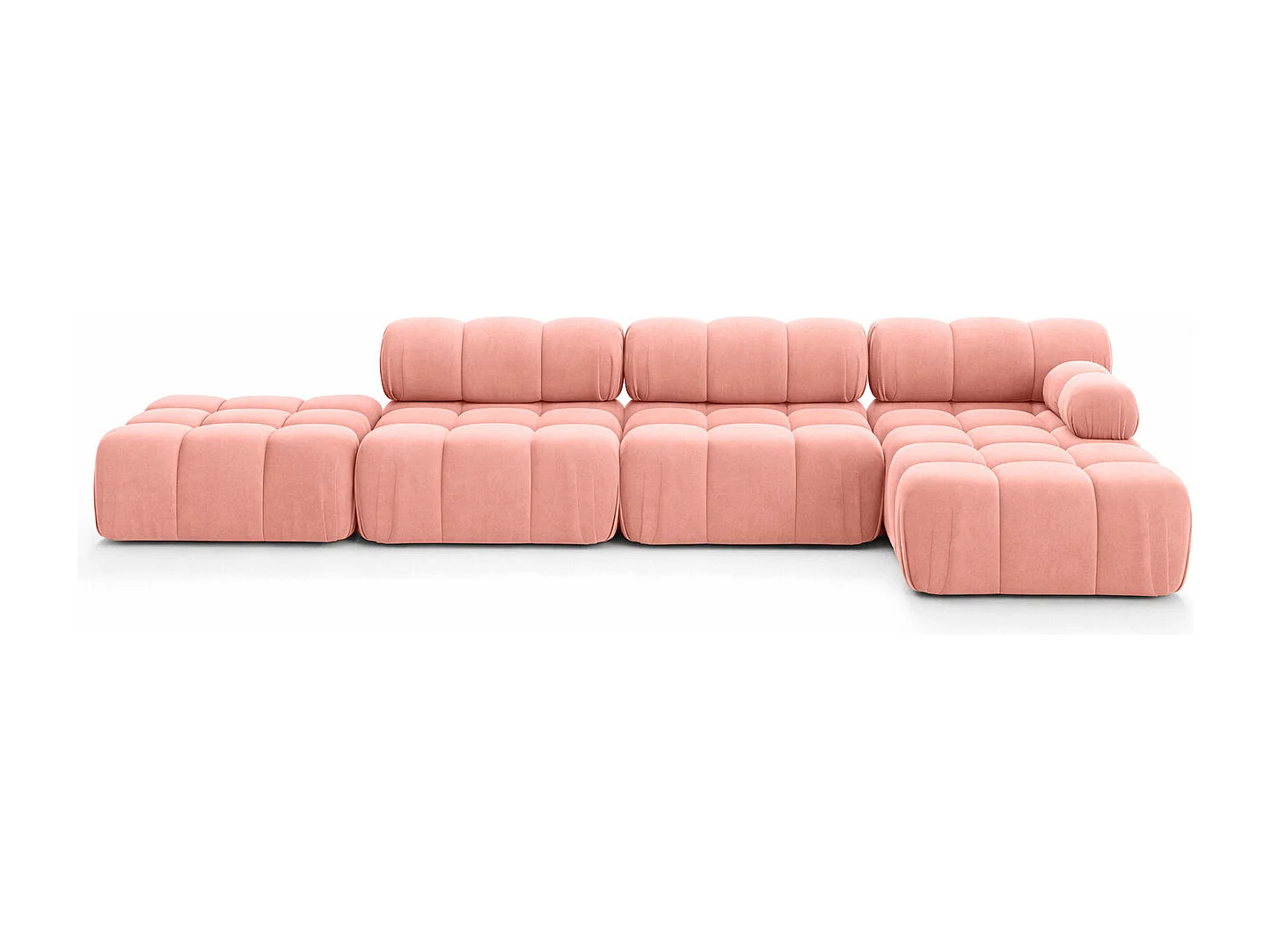 Divano angolare a L XL, tessuto velluto Salvador, Rosa, Destra, Selia L XL