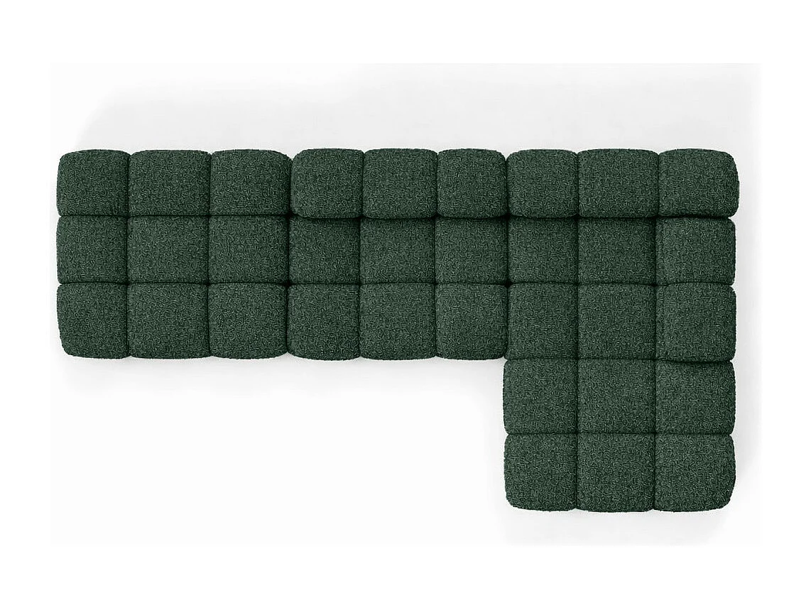 Ecksofa modular mit Hocker, Sofa L-Form, Bouclé-Stoff Abriamo, Dunkelgrün, Rechts, Selia