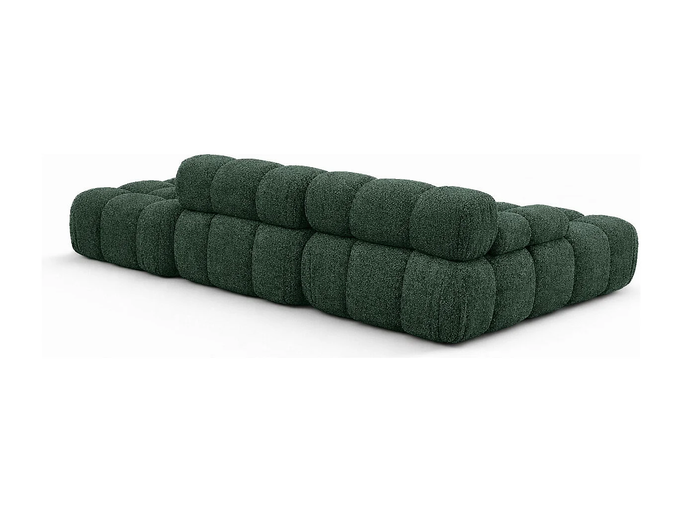 Ecksofa modular mit Hocker, Sofa L-Form, Bouclé-Stoff Abriamo, Dunkelgrün, Rechts, Selia