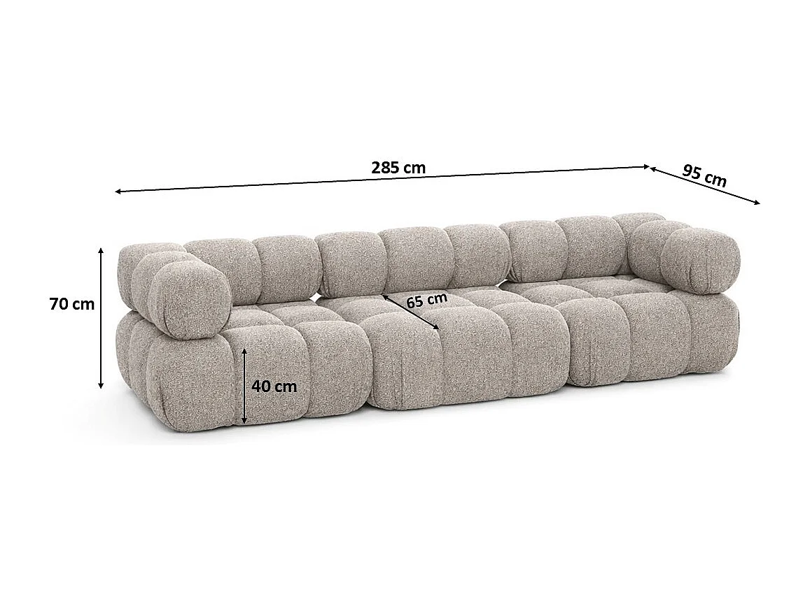 Sofa modułowa trzyosobowa, tkanina bukla Abriamo, Beżowy, Selia