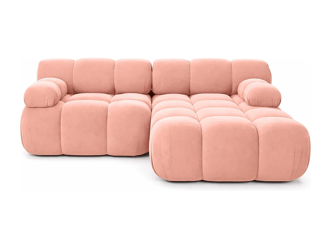 Divano angolare modulare a L Mini, velluto Salvador, Rosa, Destro, Selia