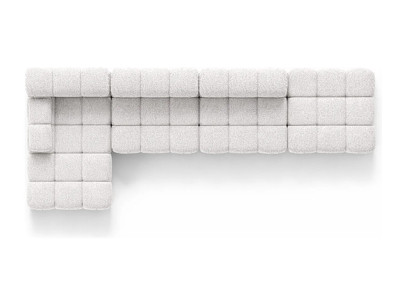 Narożnik modułowy w kształcie L, tkanina bukla Abriamo, Ecru, Lewy, Selia L XL