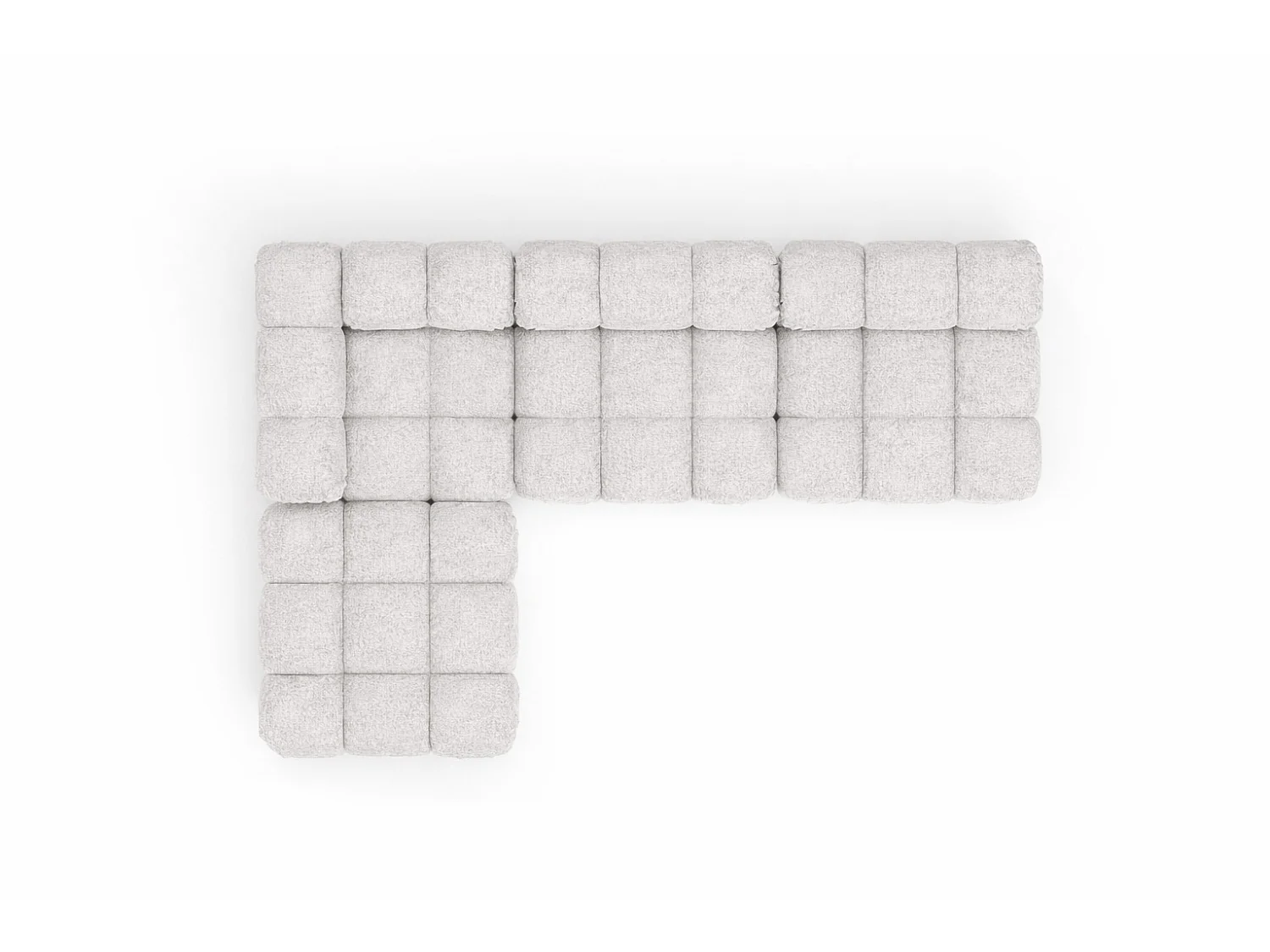 Canapé d’angle modulaire en L, tissu bouclé Abriamo, Écru, Gauche, Selia