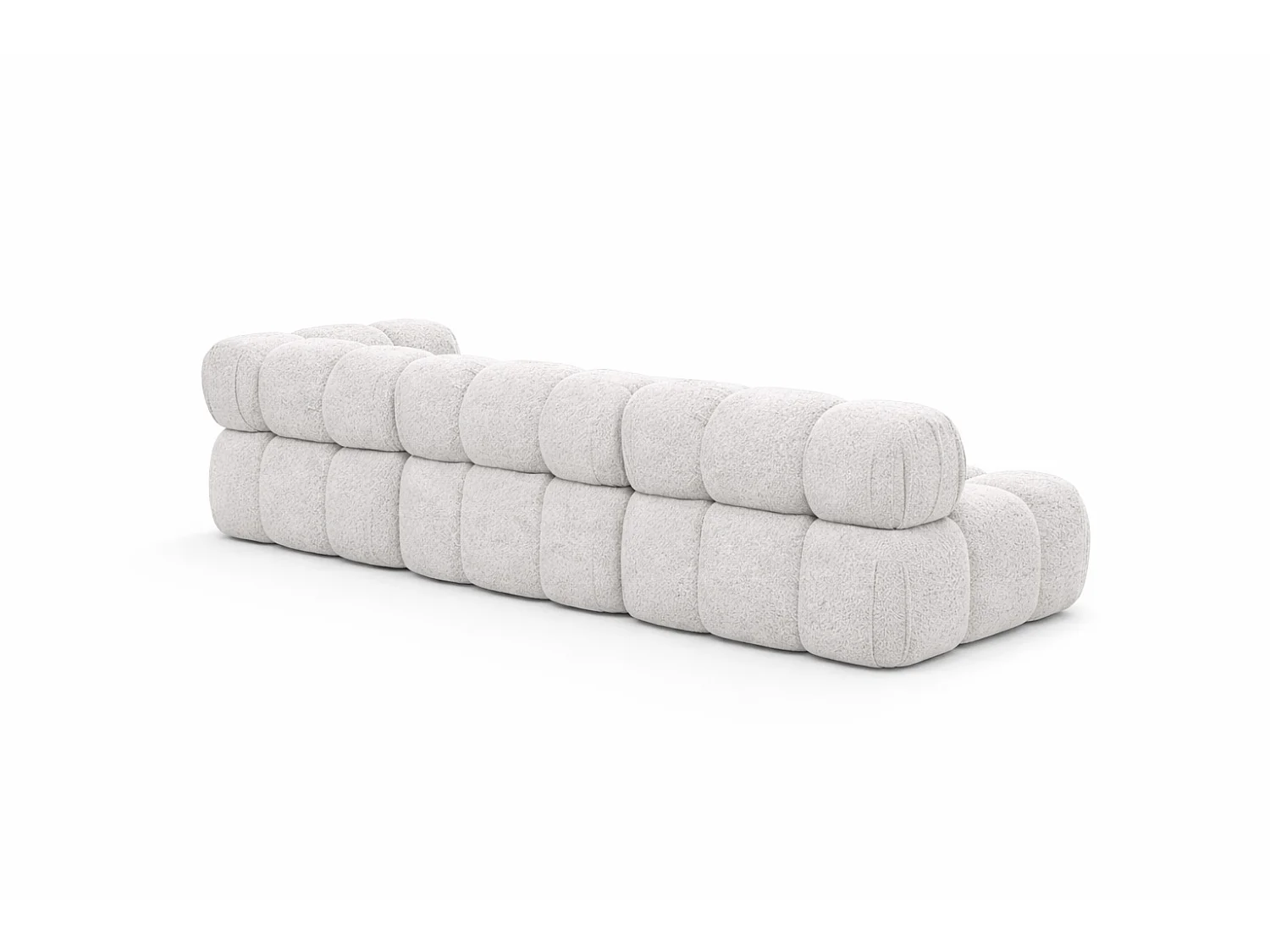 Canapé d’angle modulaire en L, tissu bouclé Abriamo, Écru, Gauche, Selia