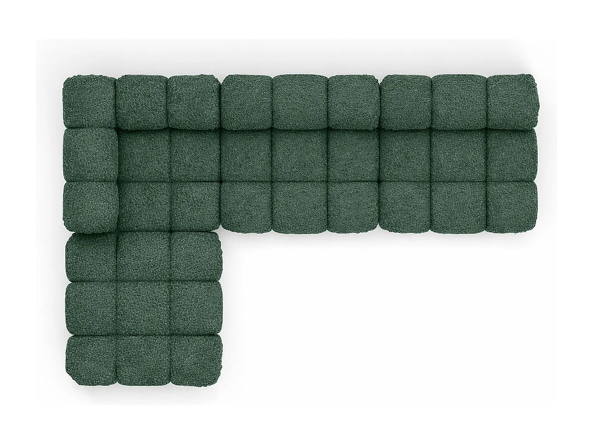 Ecksofa Modulare L-Form, Bouclé-Stoff Abriamo, Dunkelgrün, Links, Selia