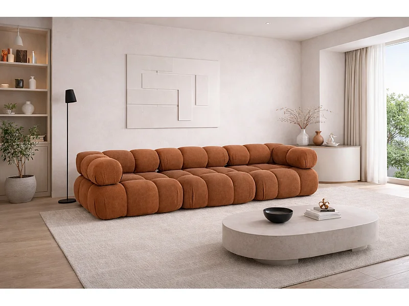Couch, 3-Sitzer Sofa modular, Veloursstoff Salvador, Braun, Selia