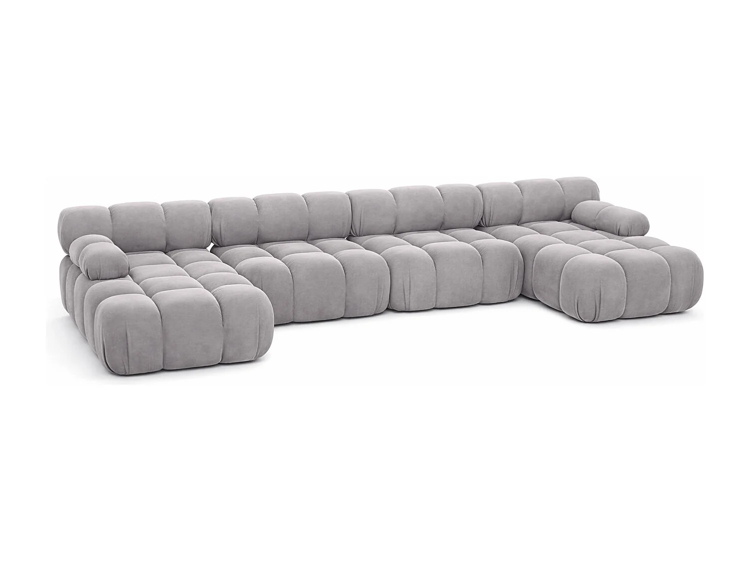 Divano angolare a U XL, tessuto velluto Salvador, Grigio, Selia U XL