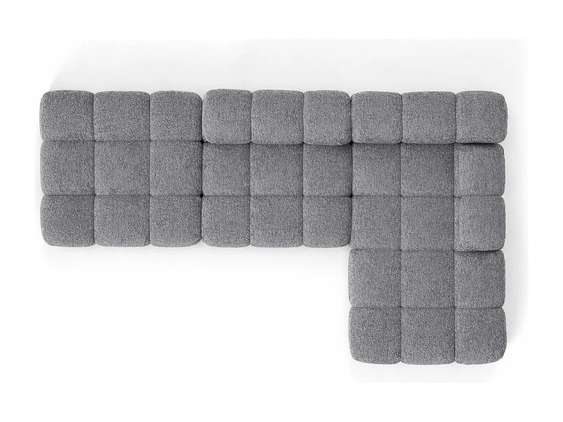 Ecksofa modular mit Hocker, Sofa L-Form, Bouclé-Stoff Abriamo, Dunkelgrau, Rechts, Selia