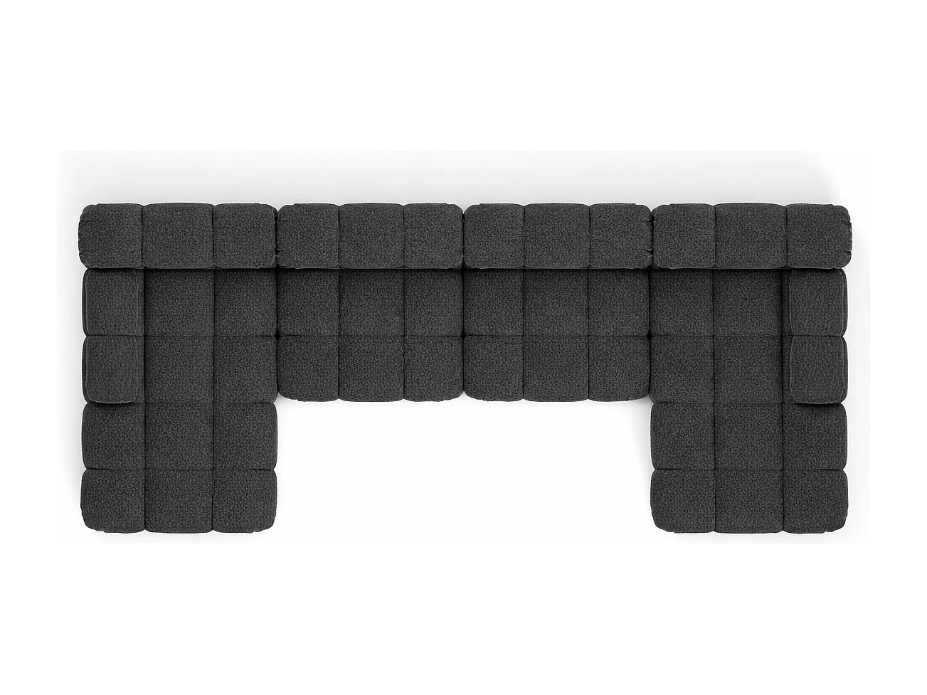 Narożnik modułowy w kształcie U XL, tkanina bukla Abriamo, Grafitowy, Selia U XL