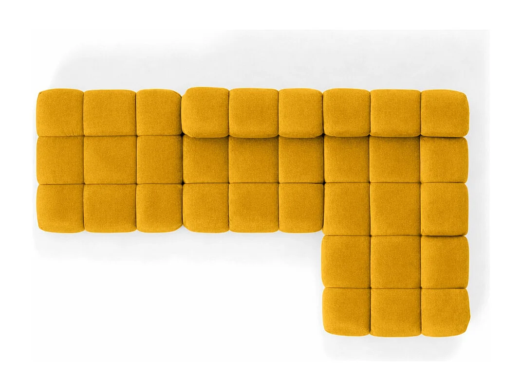 Ecksofa modular mit Hocker, Sofa L-Form, Veloursstoff Salvador, Gelb, Rechts, Selia