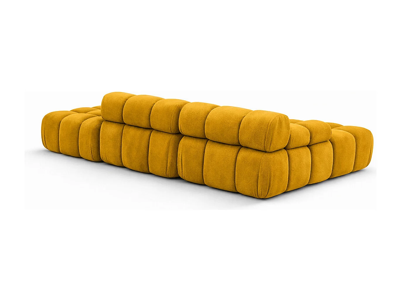 Ecksofa modular mit Hocker, Sofa L-Form, Veloursstoff Salvador, Gelb, Rechts, Selia