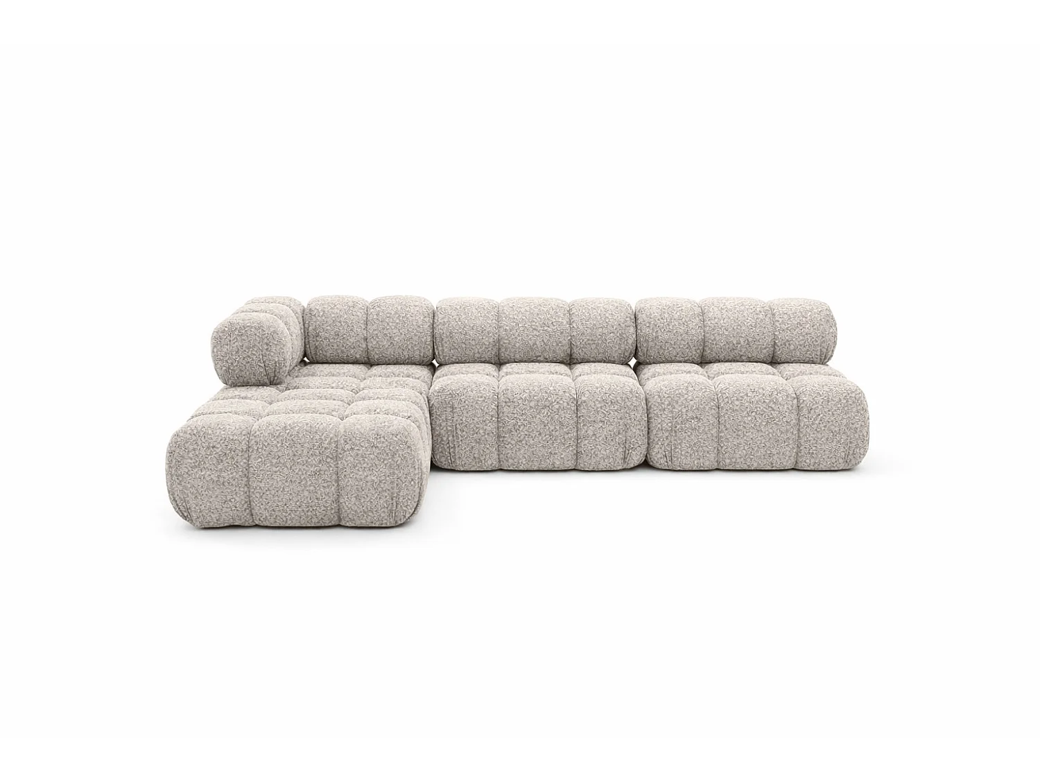 Divano angolare modulare a L, tessuto bouclé Abriamo, Beige, Sinistra, Selia