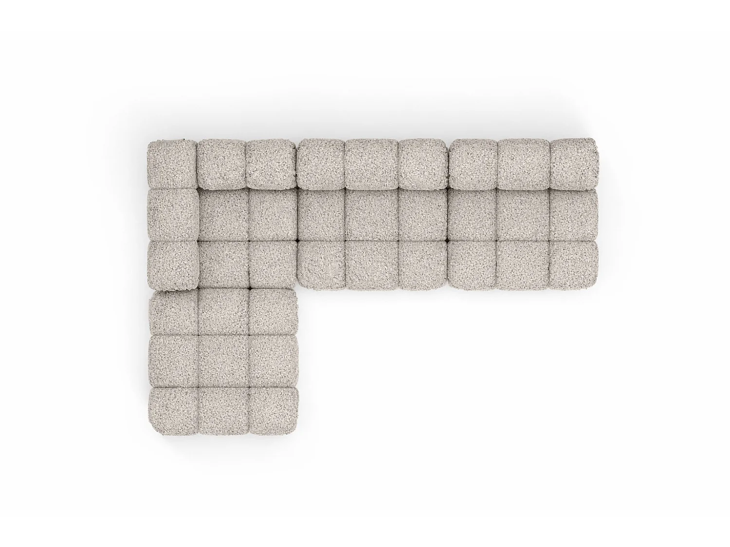 Divano angolare modulare a L, tessuto bouclé Abriamo, Beige, Sinistra, Selia