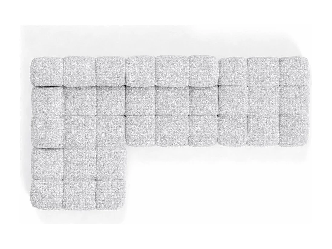 Ecksofa modular mit Hocker, Sofa L-Form, Bouclé-Stoff Abriamo, Hellgrau, Links, Selia