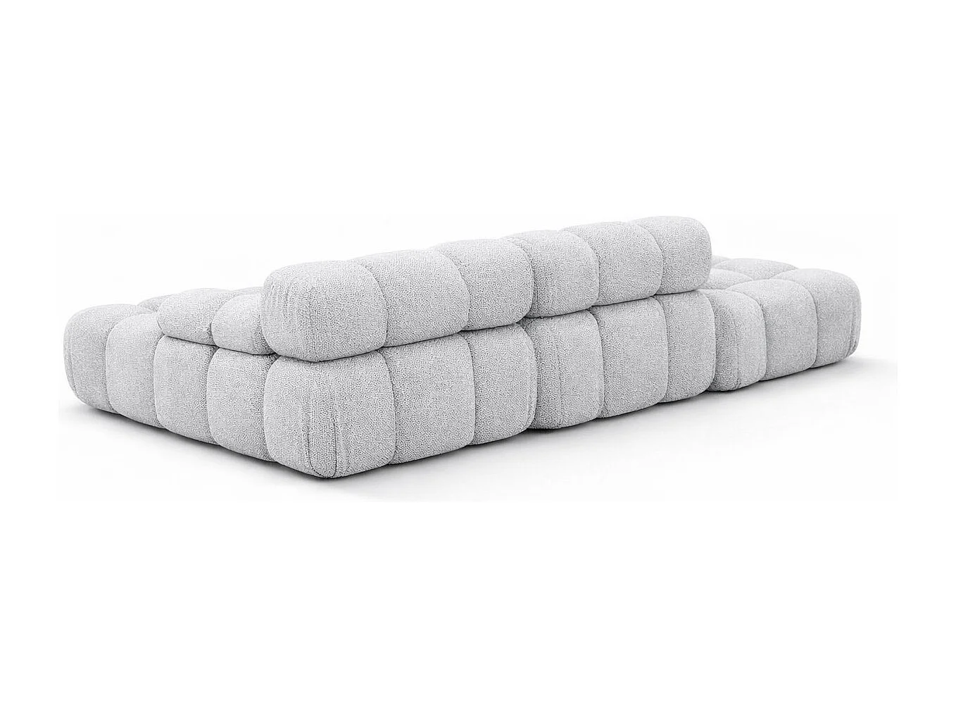 Ecksofa modular mit Hocker, Sofa L-Form, Bouclé-Stoff Abriamo, Hellgrau, Links, Selia