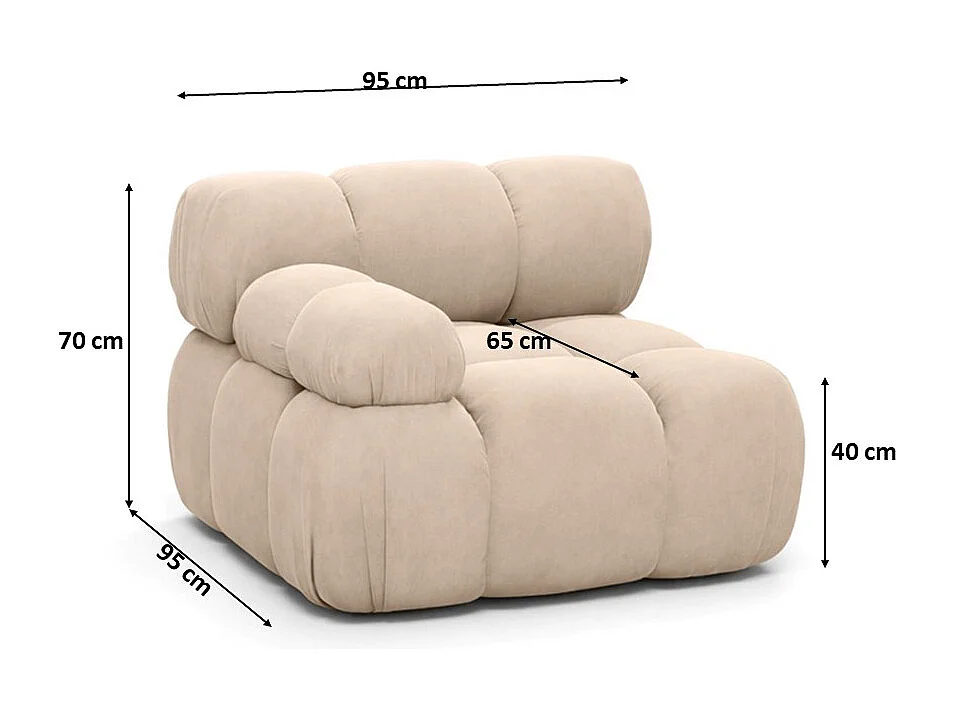 Modulo laterale per sistema modulare, tessuto Salvador, Beige, Sinistra, Selia