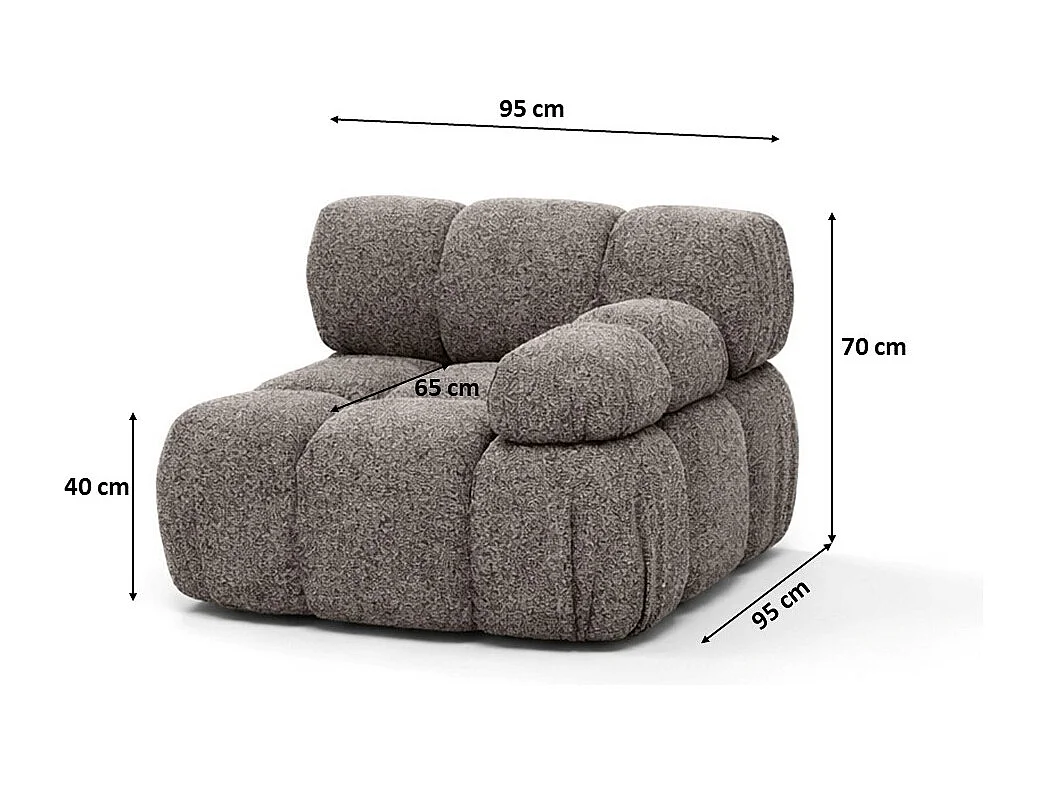 Modul seitlich für ein modulares System, Stoff Abriamo, Braun, Rechts, Selia