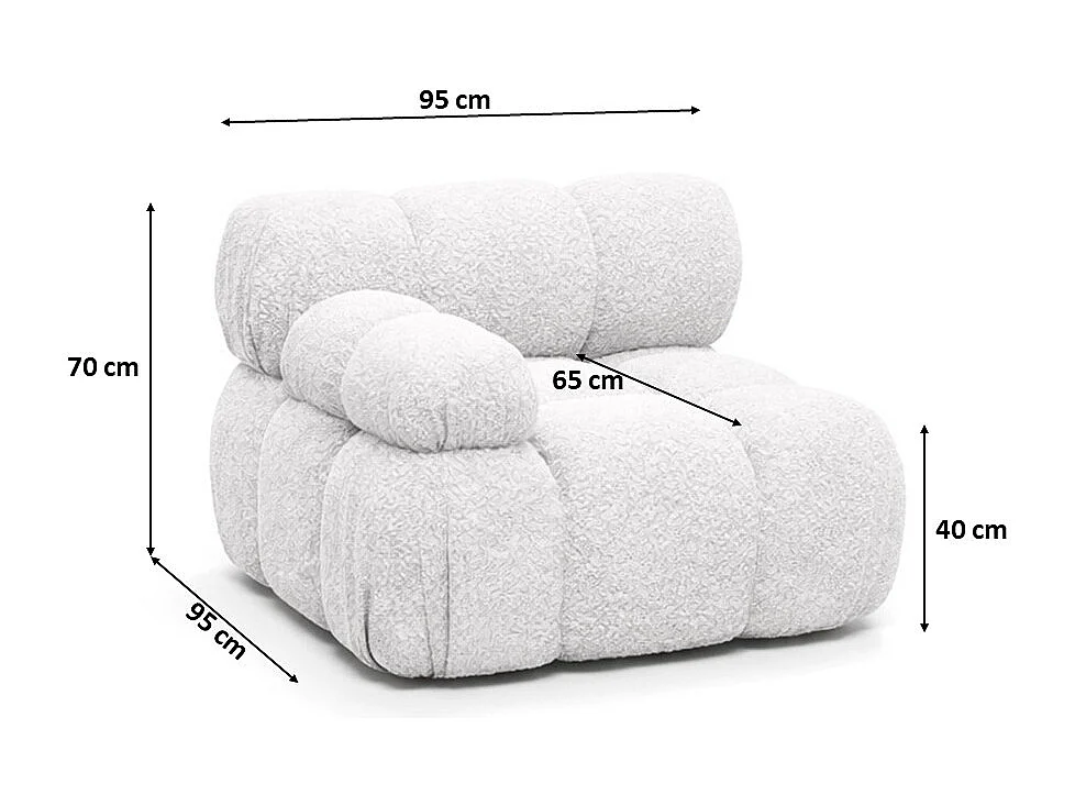 Module zijkant voor een modulair systeem, stof Abriamo, Ecru, Links, Selia