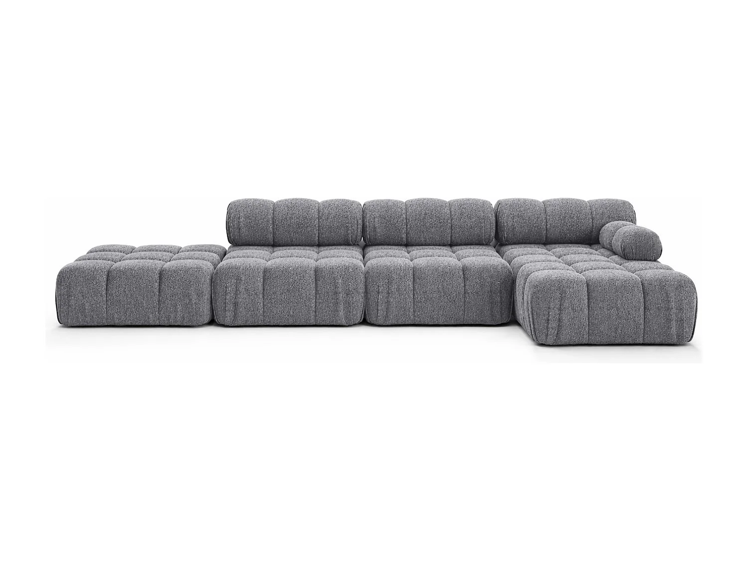 Ecksofa L-Form XL, Stoff Bouclé Abriamo, Dunkelgrau, Rechts, Selia L XL