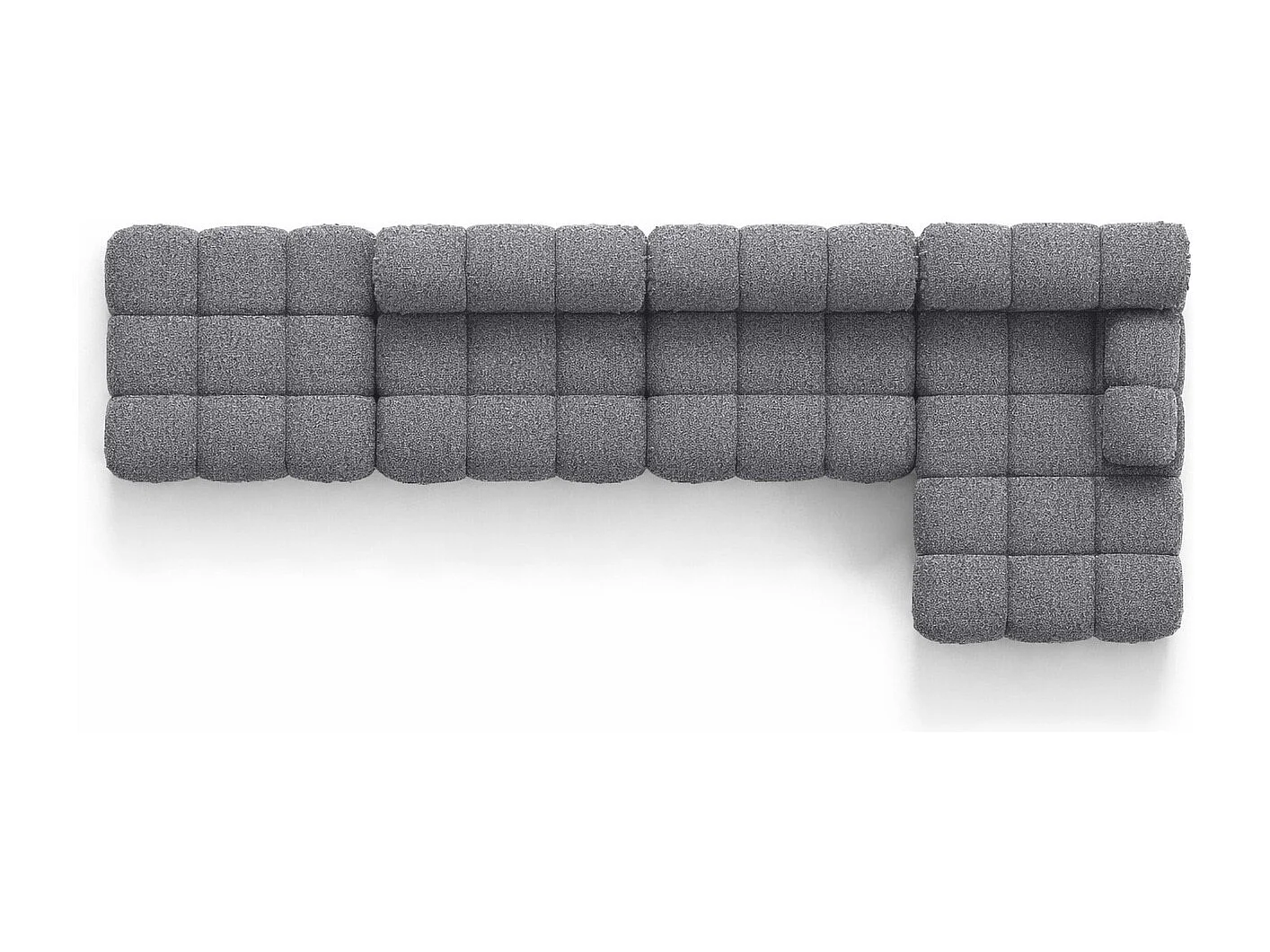 Ecksofa L-Form XL, Stoff Bouclé Abriamo, Dunkelgrau, Rechts, Selia L XL