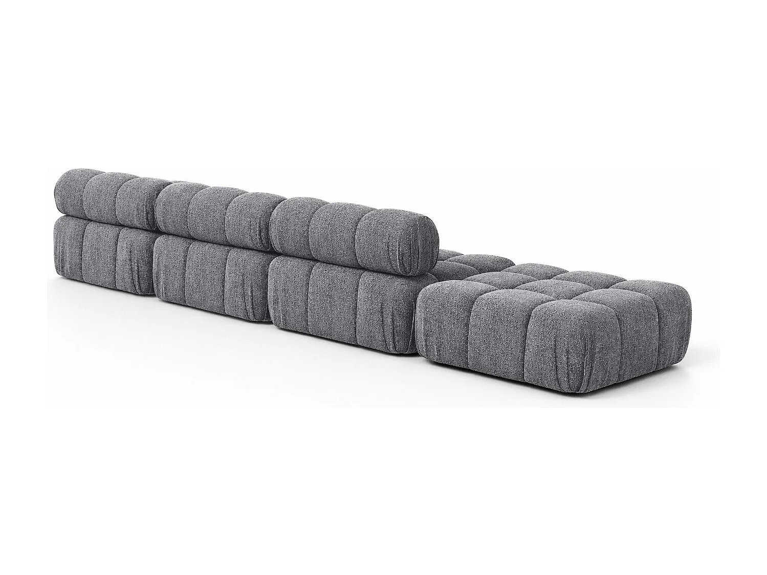 Ecksofa L-Form XL, Stoff Bouclé Abriamo, Dunkelgrau, Rechts, Selia L XL