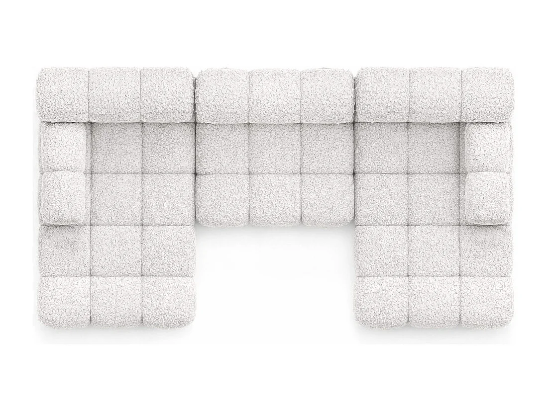 Ecksofa U-Form, Stoff Bouclé Abriamo, Ecru, Selia U