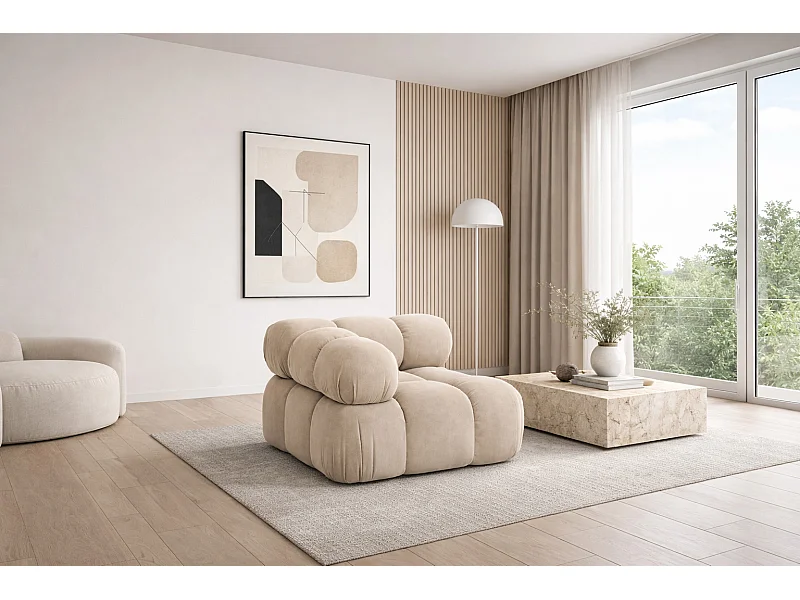 Hoekmodule modern voor modulair systeem, stof Salvador, Beige, Selia