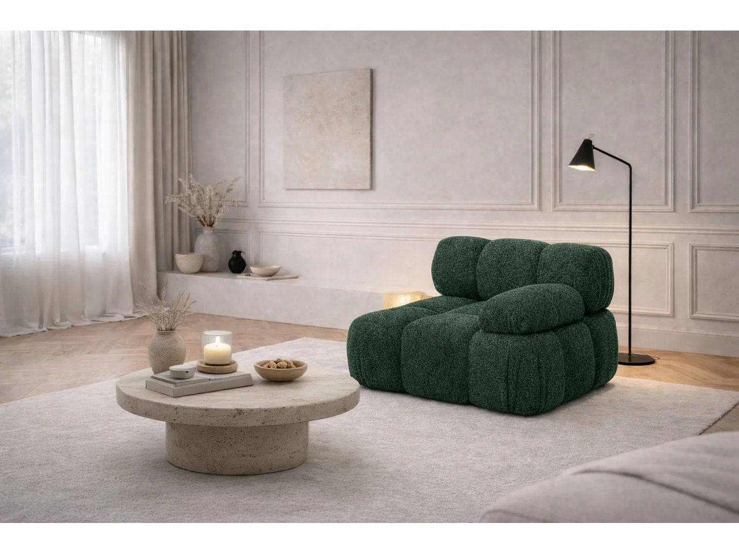 Modulo laterale per sistema modulare, tessuto Abriamo, Verde scuro, Destra, Selia